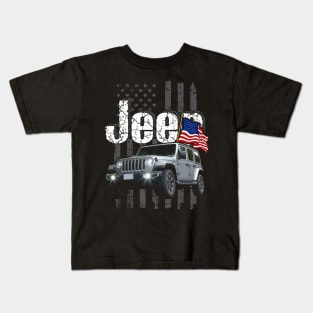 Wrangler JL Jeepcar JEEP Flag Kids T-Shirt